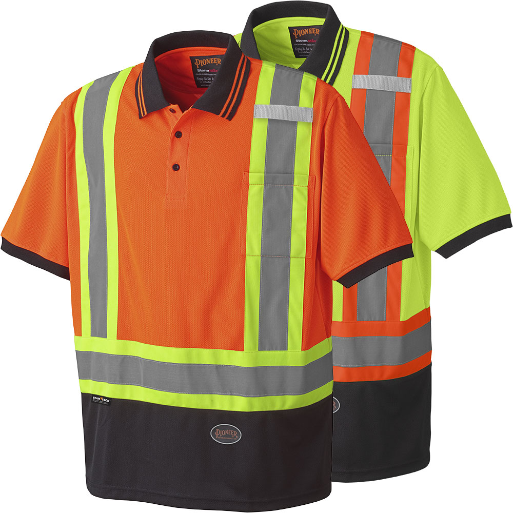 HI-VIZ SAFETY SHORT-SLEEVED POLO SHIRTS - BIRDSEYE POLY - HV ORANGE