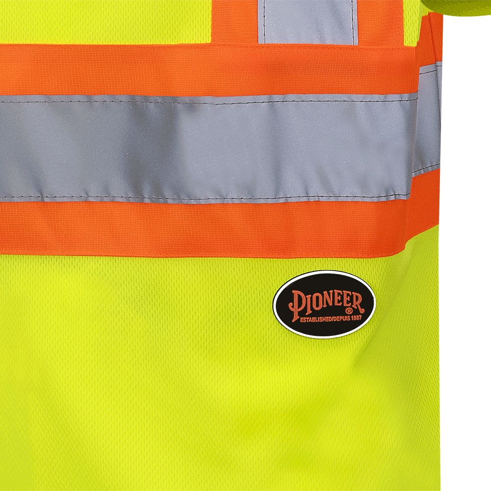 HI-VIZ BIRD'S-EYE SAFETY T-SHIRT WITH TAPE ON SLEEVES - HI-VIZ YELLOW/GREEN