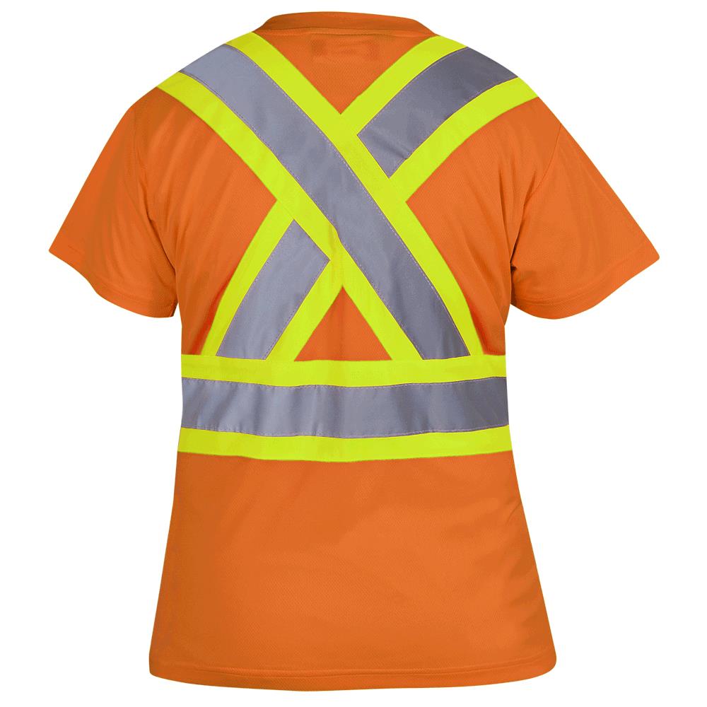HI-VIZ ORANGE WOMEN'S BIRDSEYE SAFETY T-SHIRT