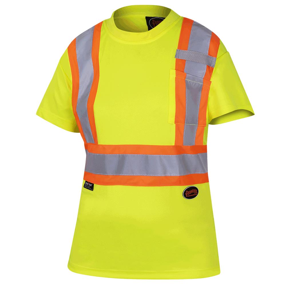HI-VIZ YELLOW/GREEN WOMEN'S BIRDSEYE SAFETY T-SHIRT