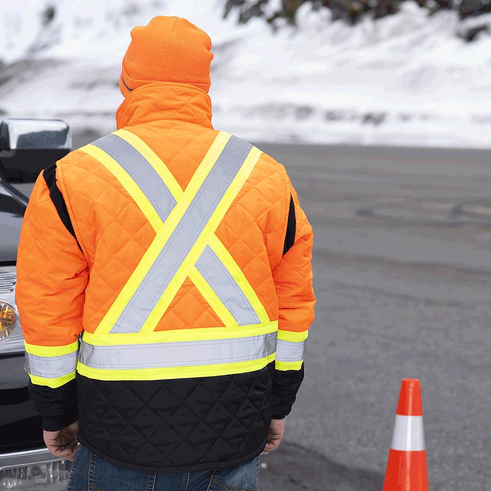 HI-VIZ QUILTED FREEZER/WORK SAFETY JACKET - HV ORANGE #5015
