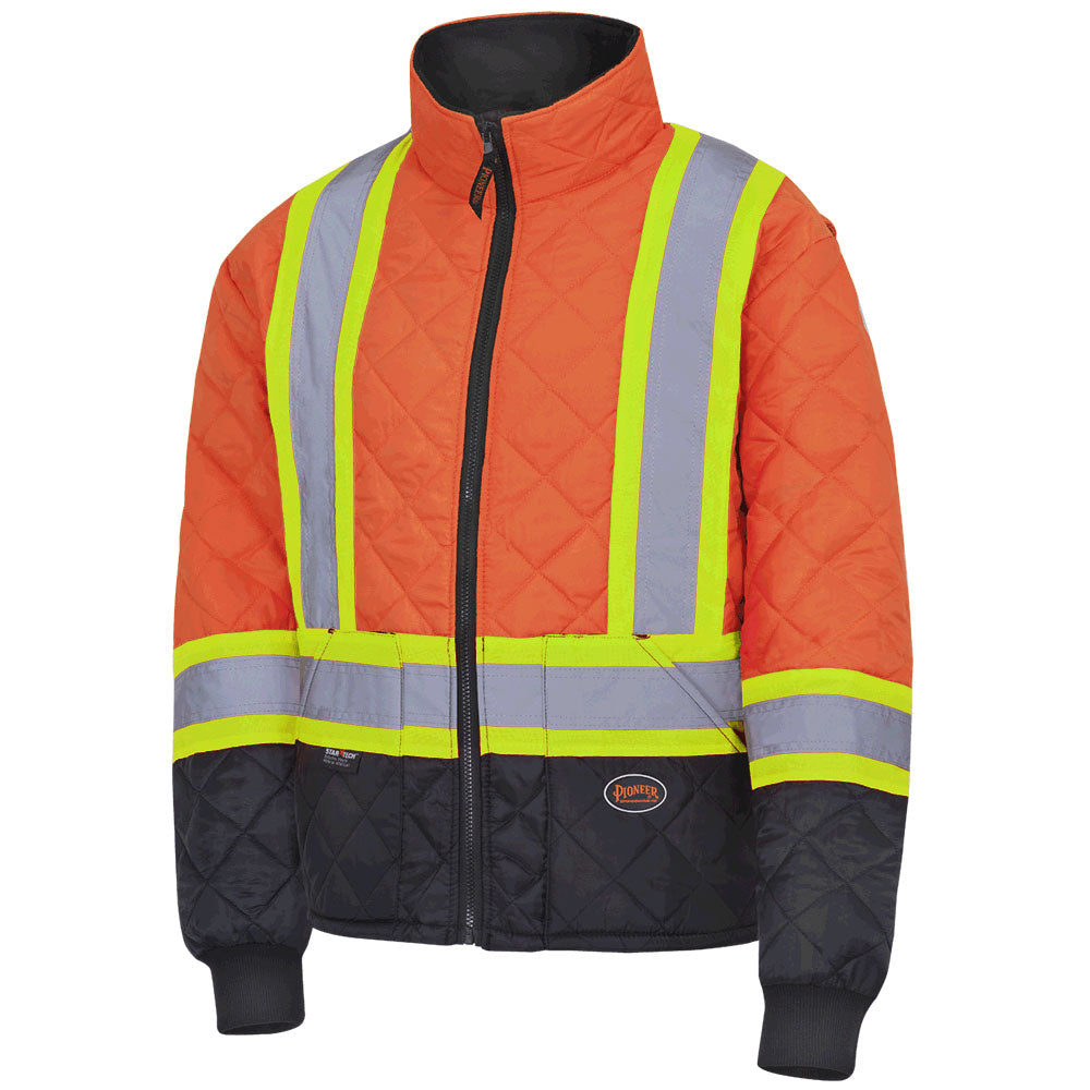 HI-VIZ QUILTED FREEZER/WORK SAFETY JACKET - HV ORANGE #5015