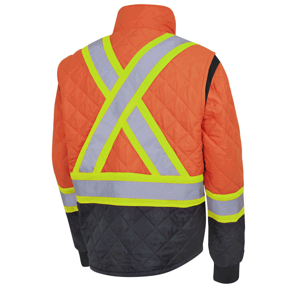 HI-VIZ QUILTED FREEZER/WORK SAFETY JACKET - HV ORANGE #5015