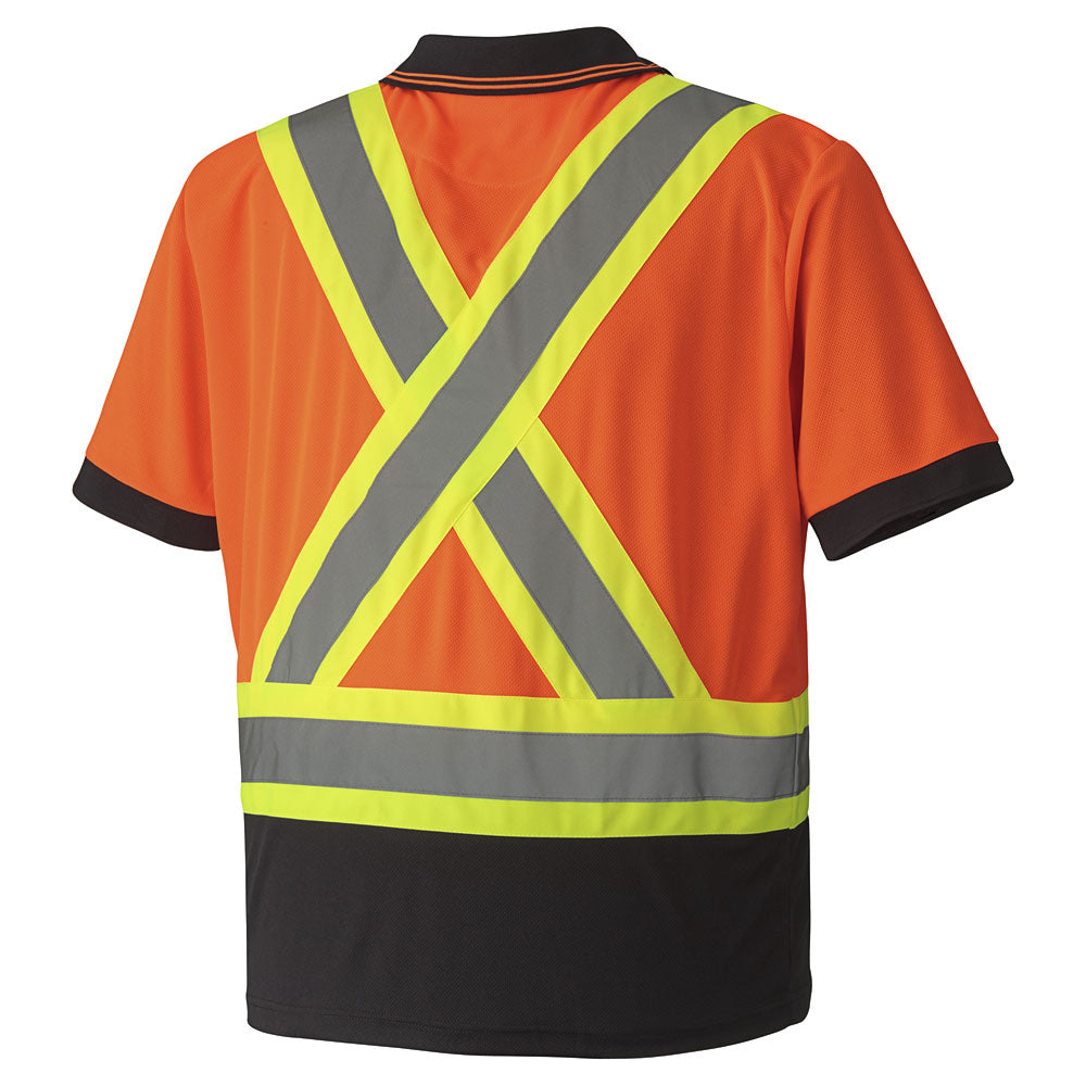 HI-VIZ SAFETY SHORT-SLEEVED POLO SHIRTS - BIRDSEYE POLY - HV ORANGE