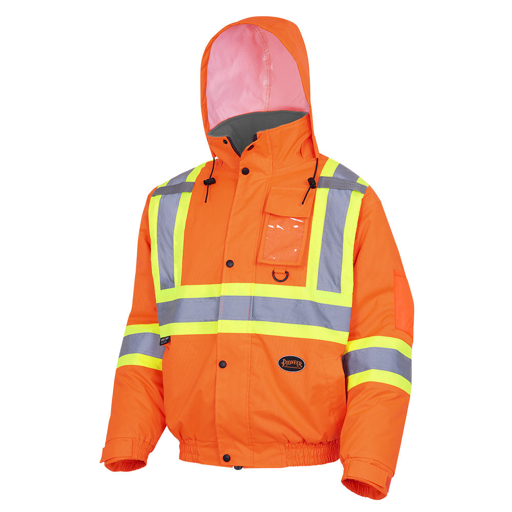 HI-VIZ WATERPROOF QUILTED SAFETY BOMBER - 300D PU CTD OX. POLY - HV ORANGE #5032