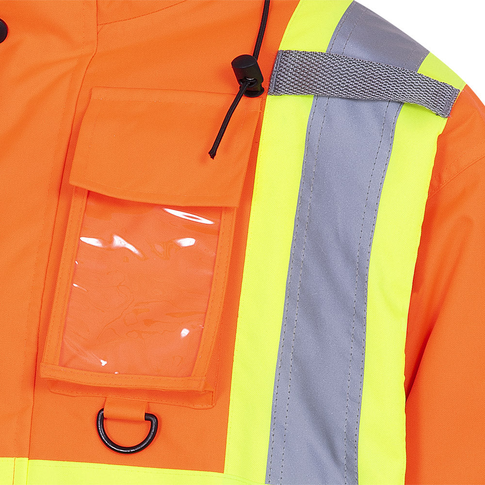 HI-VIZ WATERPROOF QUILTED SAFETY BOMBER - 300D PU CTD OX. POLY - HV ORANGE #5032